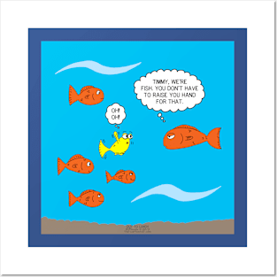 Fish Bathroom II (with words) Posters and Art